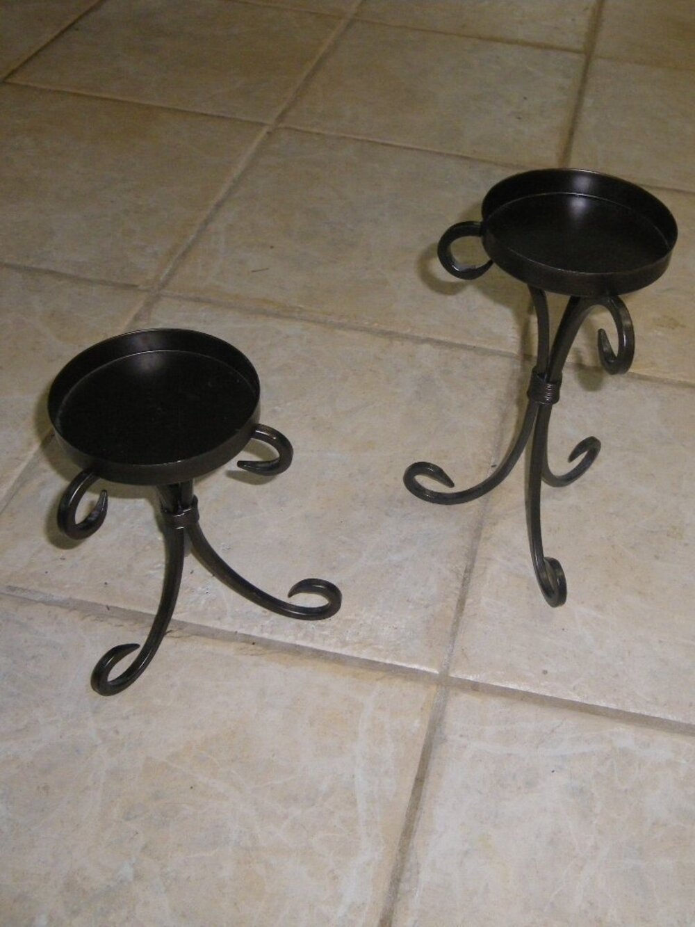 2 Modern Large Metal Elegant Candle Holders